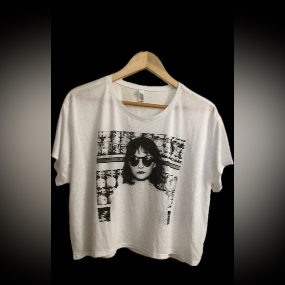 Graphic Crop Top Photo Art Black White S M Y2K Edgy Streetwear Short Sleeve